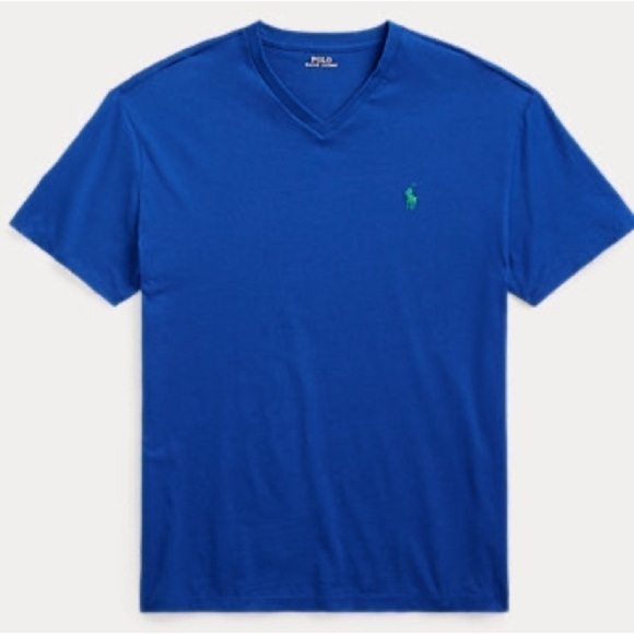 POLO ralph lauren classic fit aqua jersey v-Neck shirt size large - Picture 1 of 8
